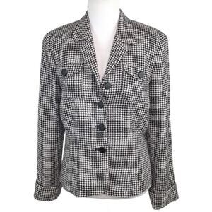 NEIMAN MARCUS Vintage 100% Silk Houndstooth Blazer Jacket Women’s Size 12